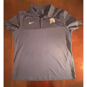 Nike Mens XL Navy Blue Dri-FIT Spartan Helmet Logo Short Sleeve Polo Shirt